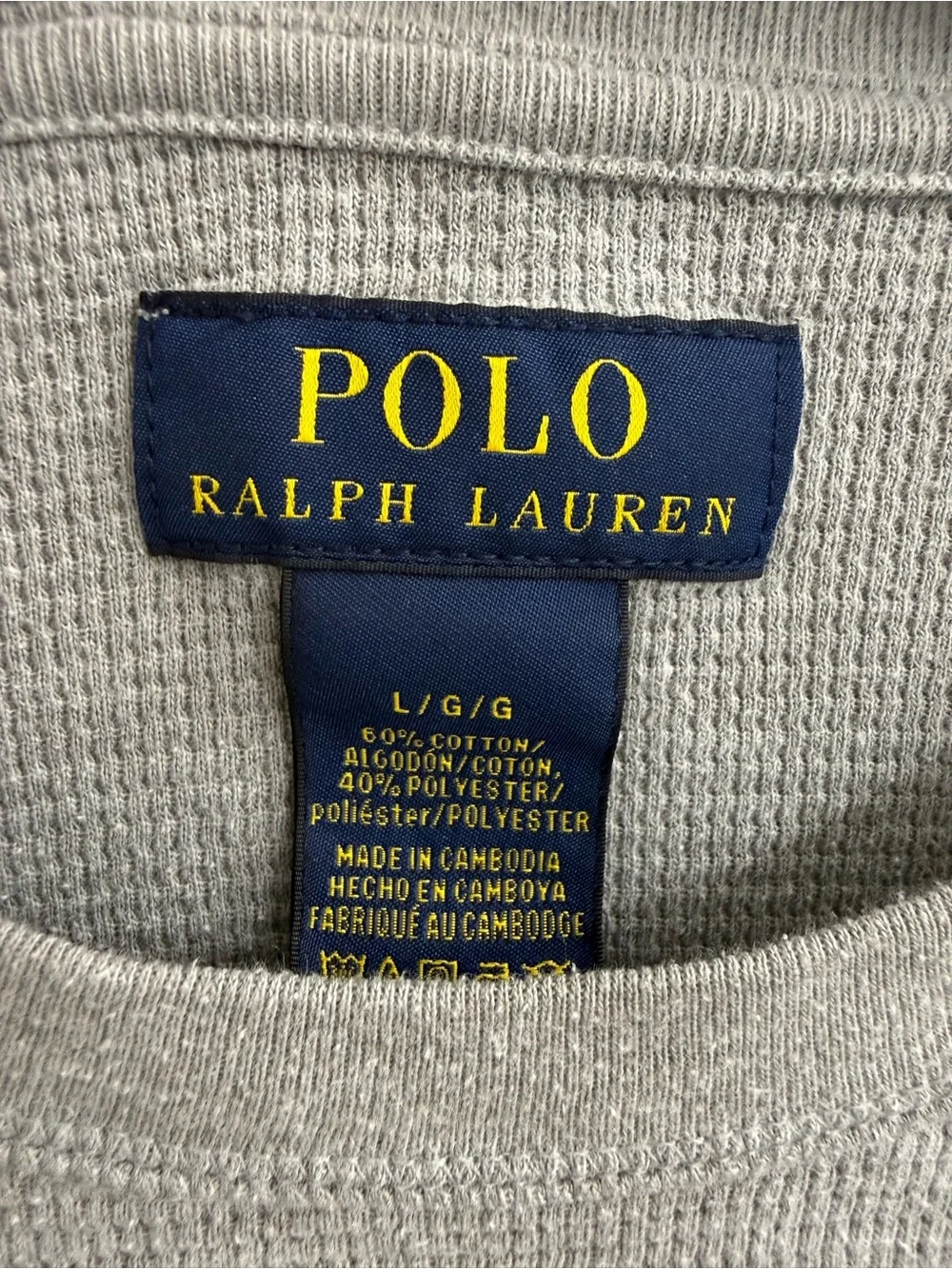 Polo by Ralph Lauren Men’s Light Gray Long-Sleeve Mixed Media Knit Shirt Size L